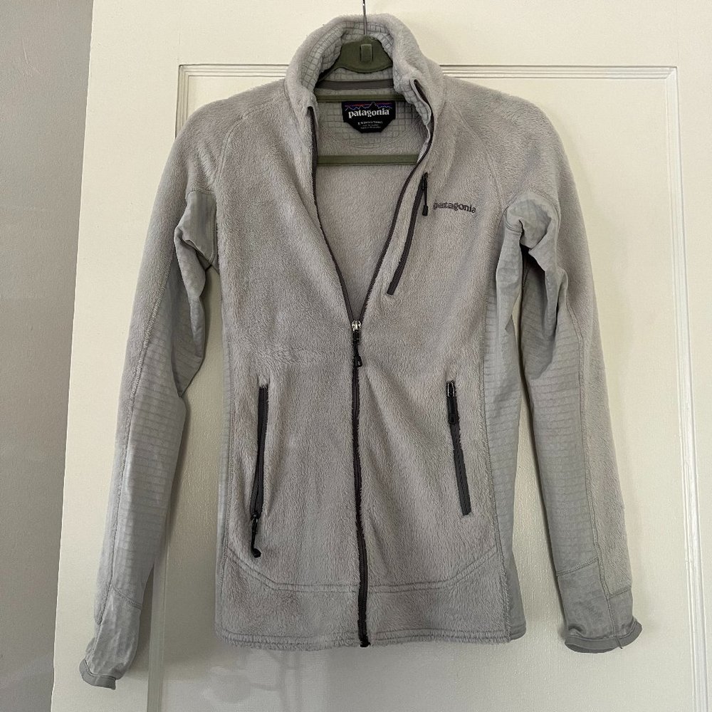 Patagonia Silver White Zip-Up Fleece Jacket - S